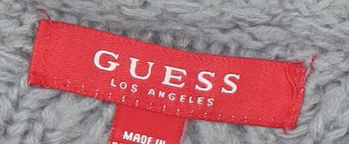 Guess Womens Grey Wool Blend Cable Knit V-Neck Cardigan Size 16