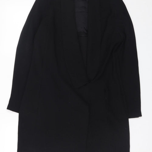 Zara Woman Black Long Overcoat Size 12 Elegant Lined Coat