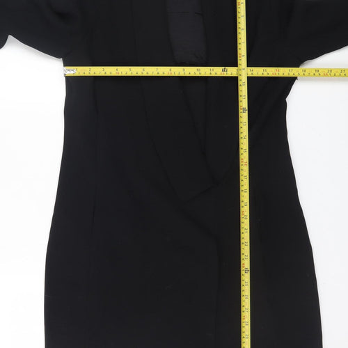 Zara Woman Black Long Overcoat Size 12 Elegant Lined Coat