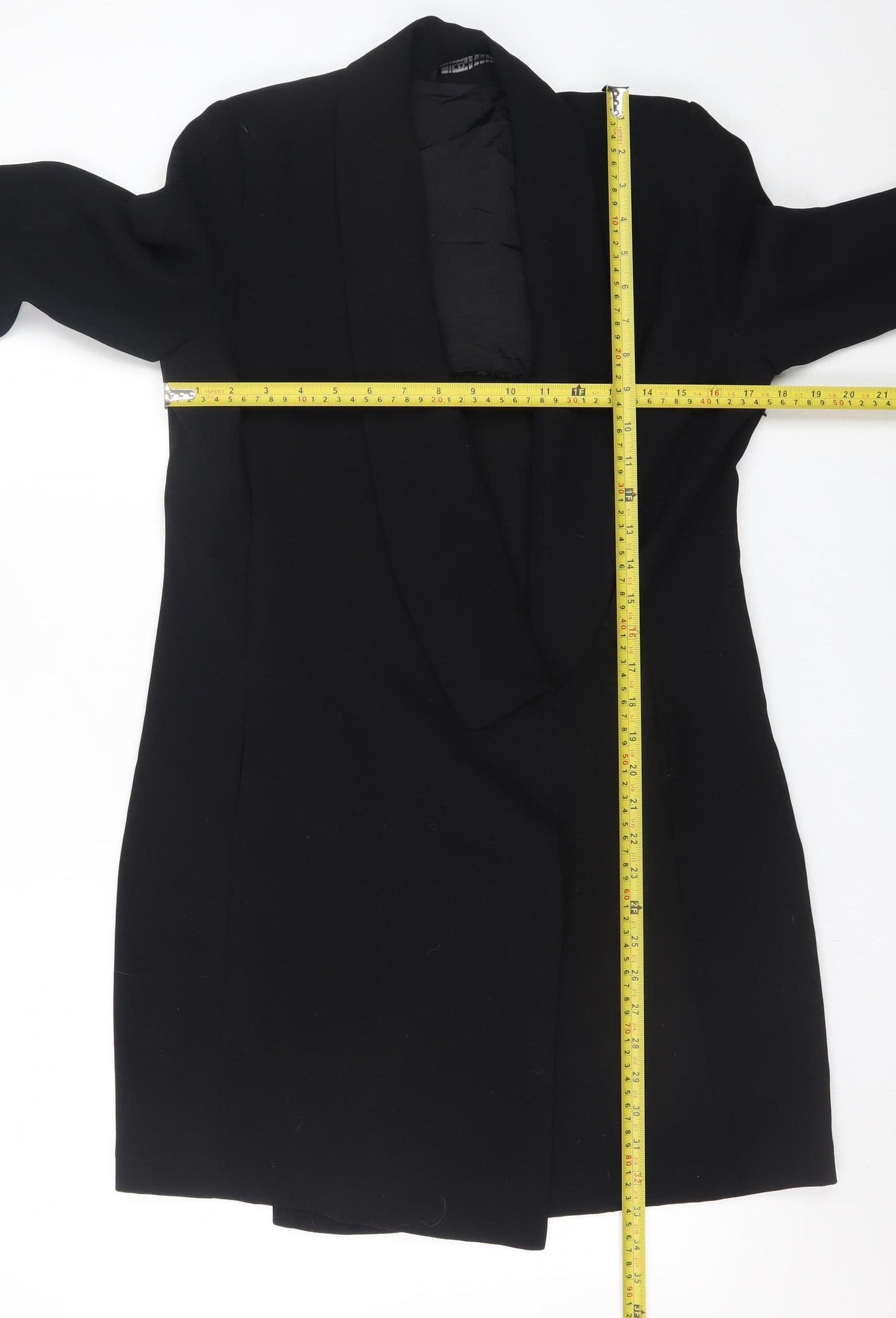 Zara Woman Black Long Overcoat Size 12 Elegant Lined Coat