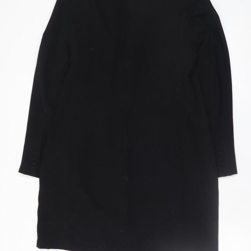 Zara Woman Black Long Overcoat Size 12 Elegant Lined Coat