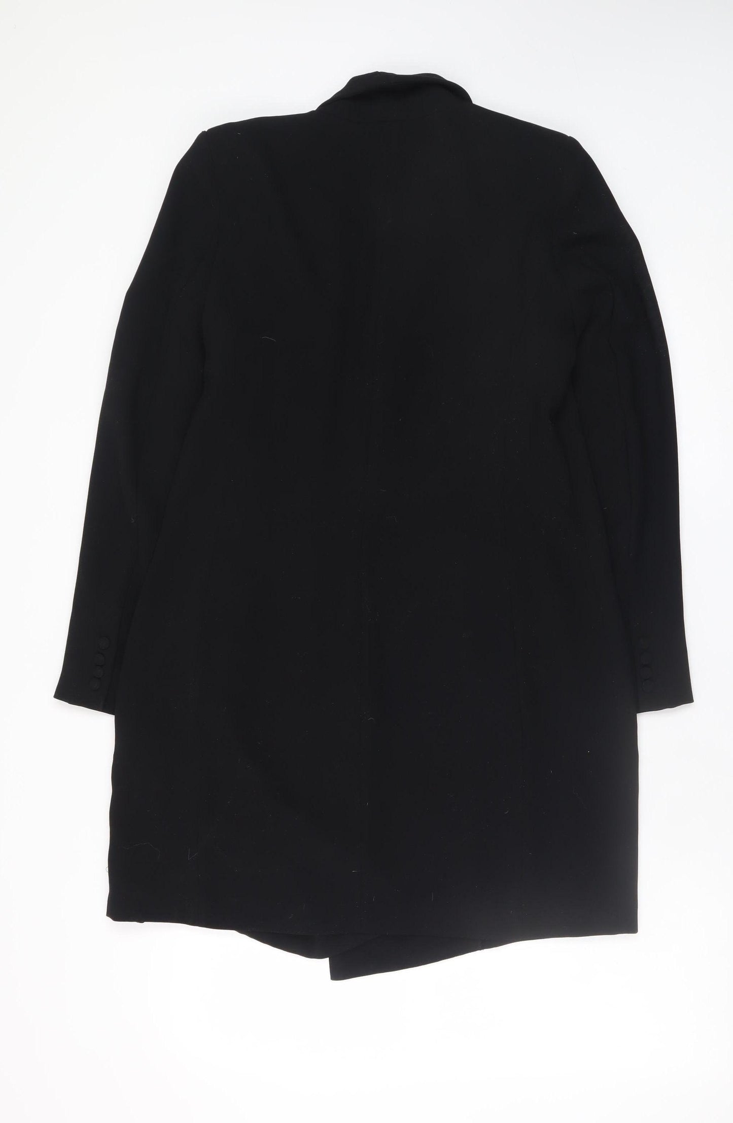 Zara Woman Black Long Overcoat Size 12 Elegant Lined Coat