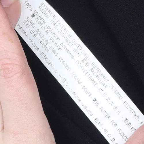 Zara Woman Black Long Overcoat Size 12 Elegant Lined Coat