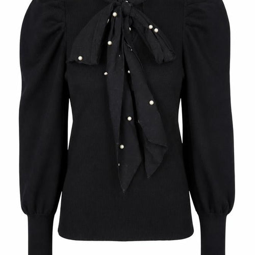River Island Women’s Black Puff Sleeve Bow Jumper Size 6