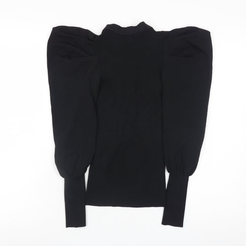 River Island Women’s Black Puff Sleeve Bow Jumper Size 6