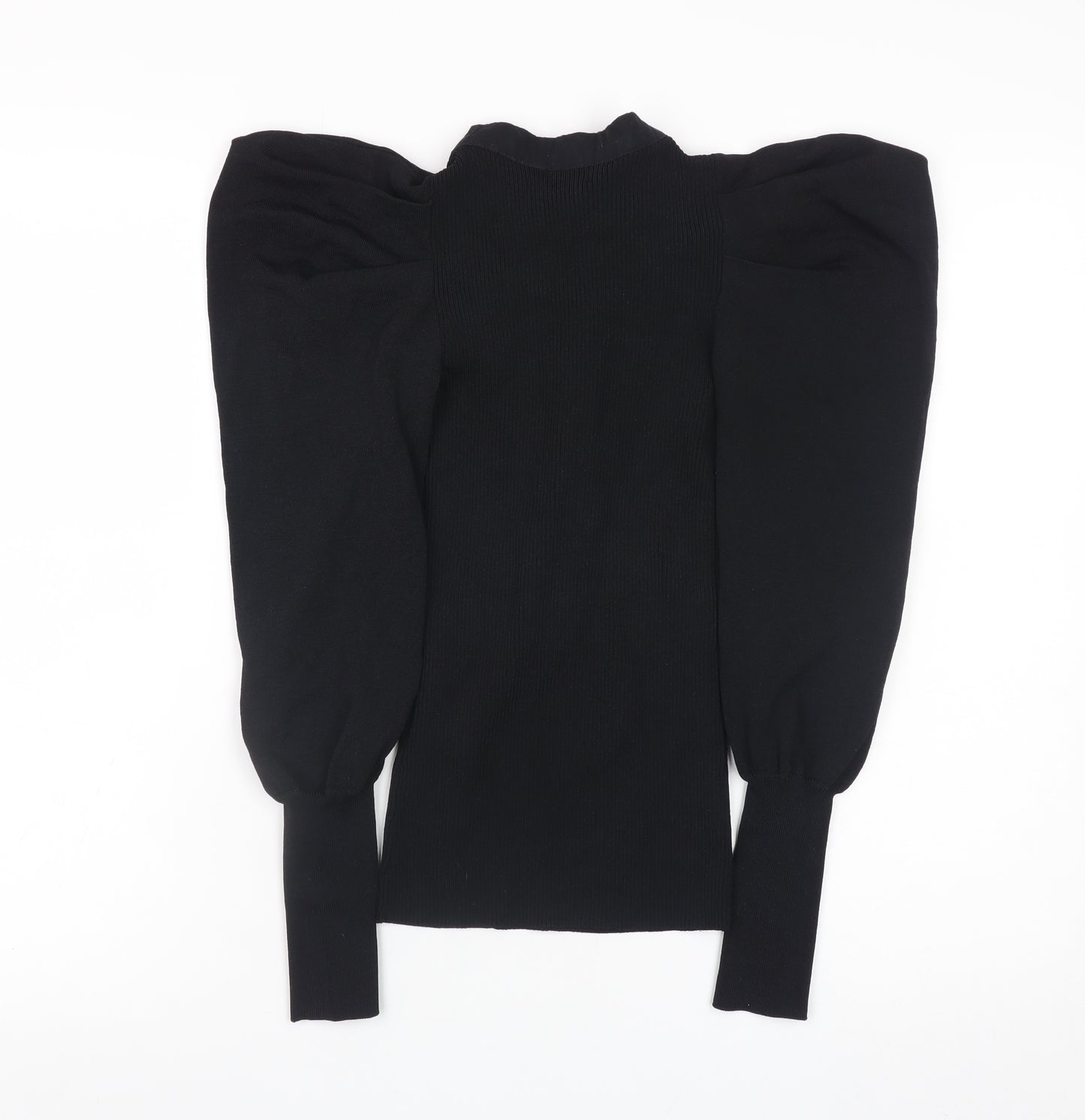 River Island Women’s Black Puff Sleeve Bow Jumper Size 6
