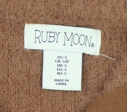 Ruby Moon Women’s Brown Collared Half Zip Knit Jumper Size S