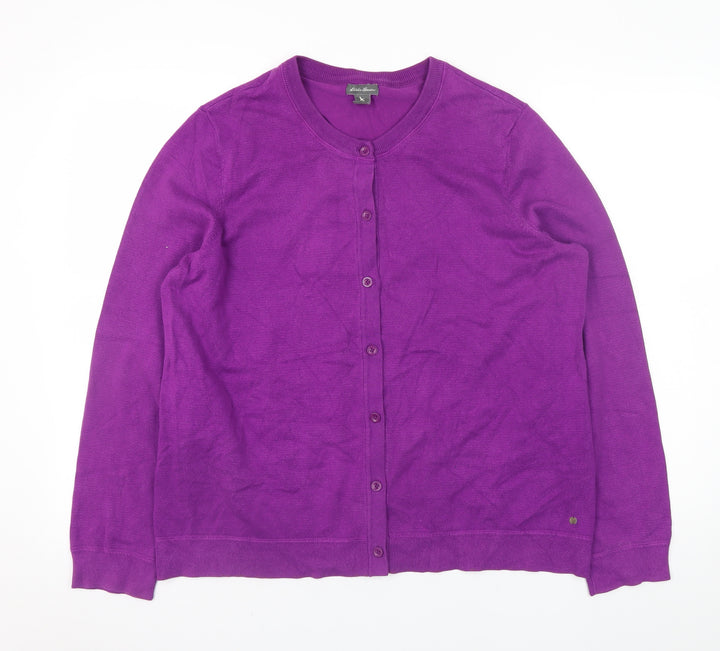 Eddie Bauer Women’s Purple XL Cotton Nylon Button Cardigan