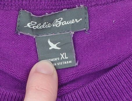 Eddie Bauer Women’s Purple XL Cotton Nylon Button Cardigan