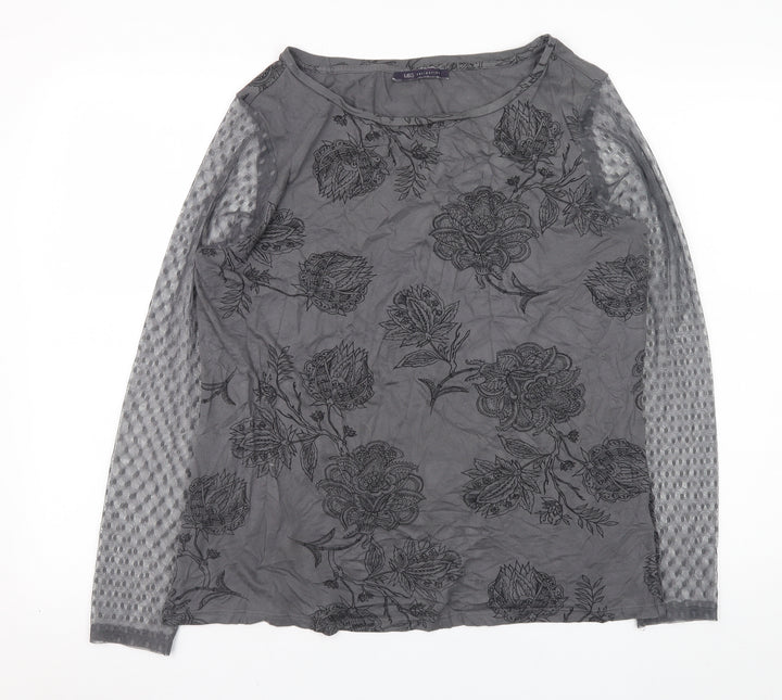 Marks and Spencer Women’s Grey Floral Long Sleeve Stretch Top UK 16
