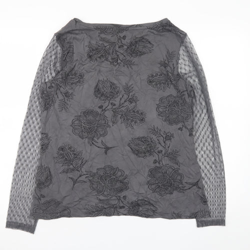 Marks and Spencer Women’s Grey Floral Long Sleeve Stretch Top UK 16