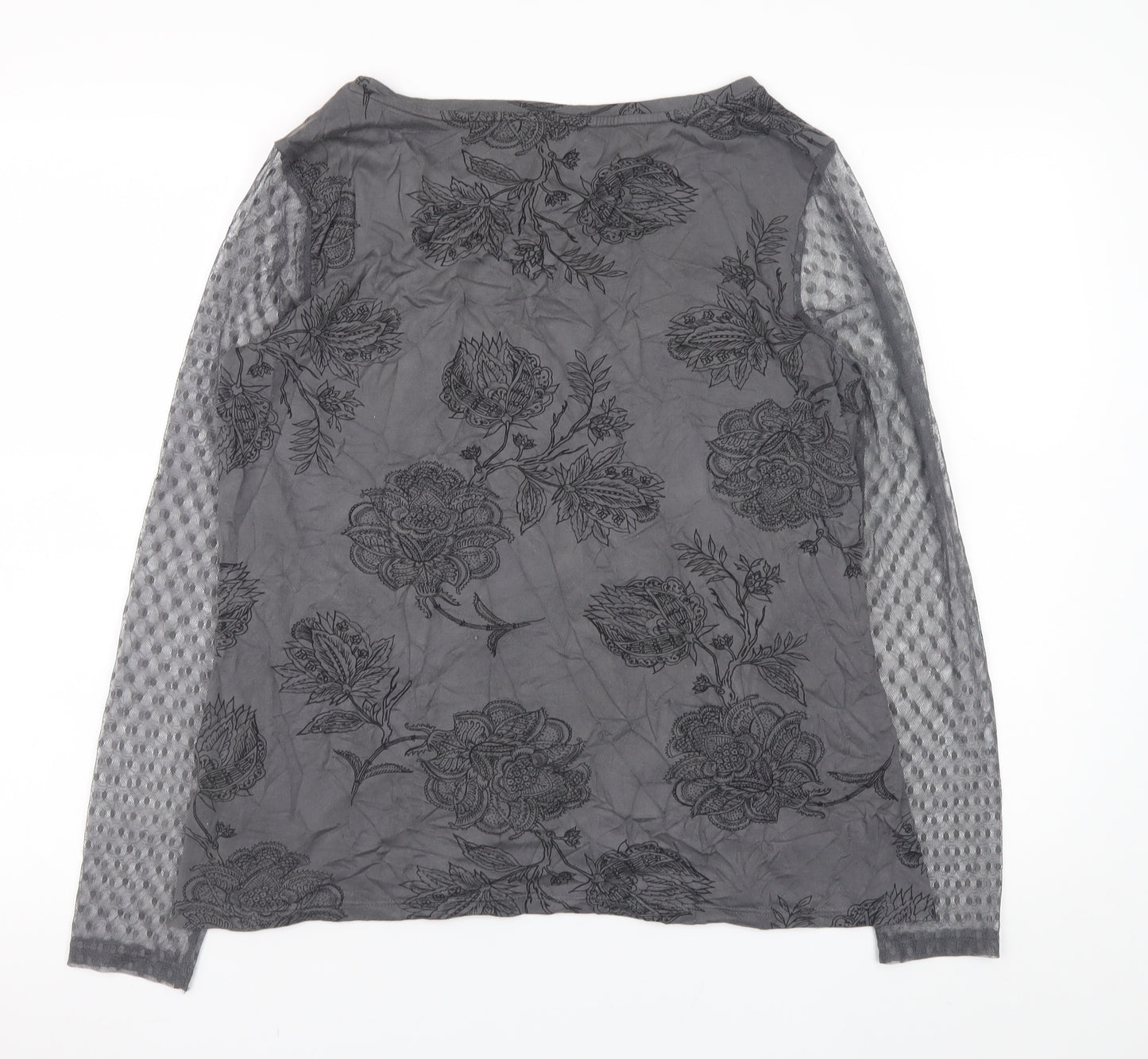 Marks and Spencer Women’s Grey Floral Long Sleeve Stretch Top UK 16