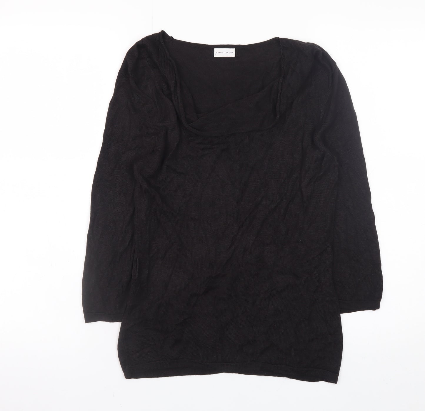 Minuet Petite Women’s Black Size 12 Cowl Neck 3/4 Sleeve Jumper