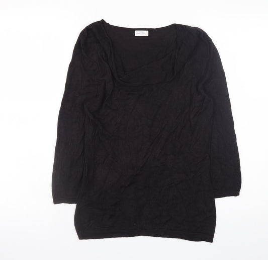 Minuet Petite Women’s Black Size 12 Cowl Neck 3/4 Sleeve Jumper