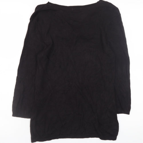 Minuet Petite Women’s Black Size 12 Cowl Neck 3/4 Sleeve Jumper