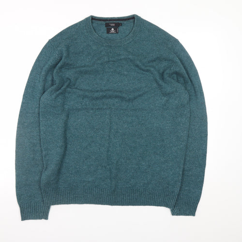 Thomas Nash Men's Green Wool Blend Crew Neck Jumper L