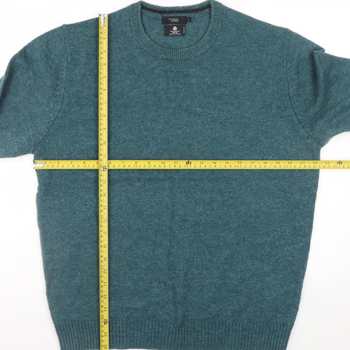 Thomas Nash Men's Green Wool Blend Crew Neck Jumper L