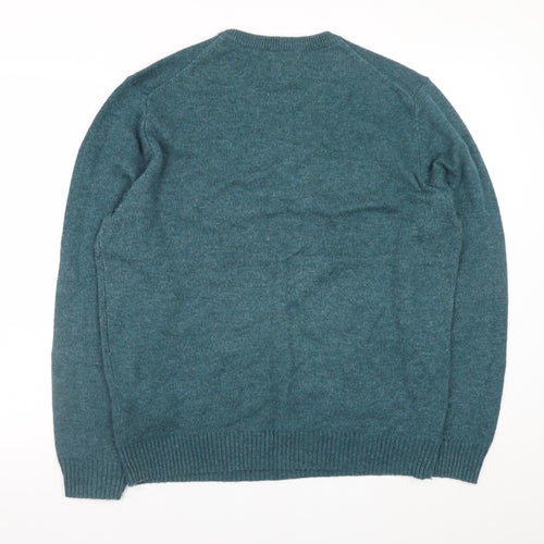 Thomas Nash Men's Green Wool Blend Crew Neck Jumper L