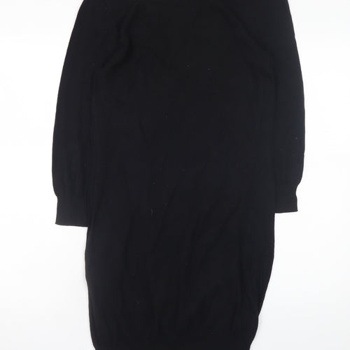 Next Womens Black Beaded Sweater Dress Size 12 Knit 3/4 Sleeve