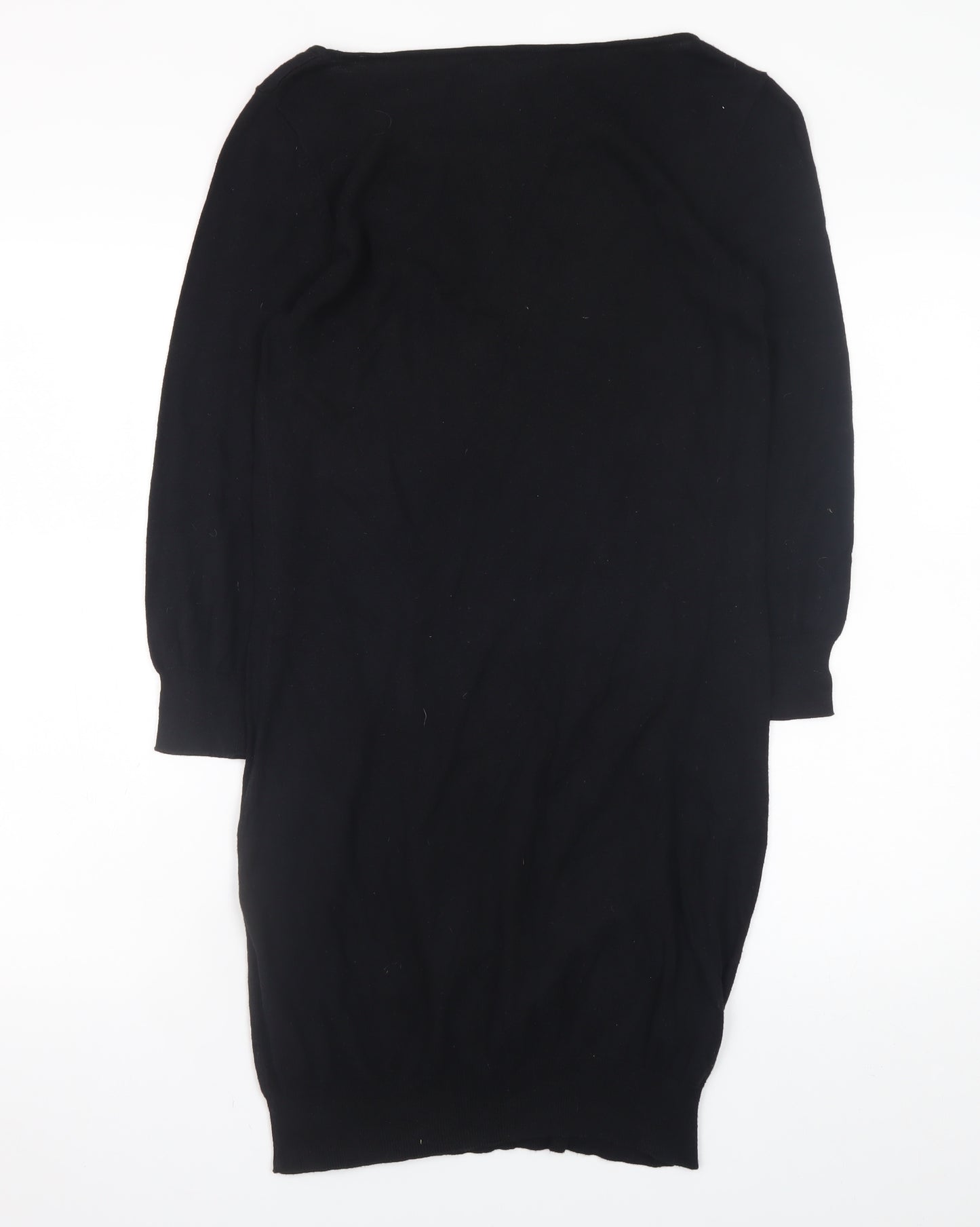 Next Womens Black Beaded Sweater Dress Size 12 Knit 3/4 Sleeve