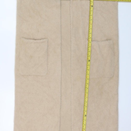 Michelle Keegan Women Beige Long Cardigan Medium Wool Blend Open Front