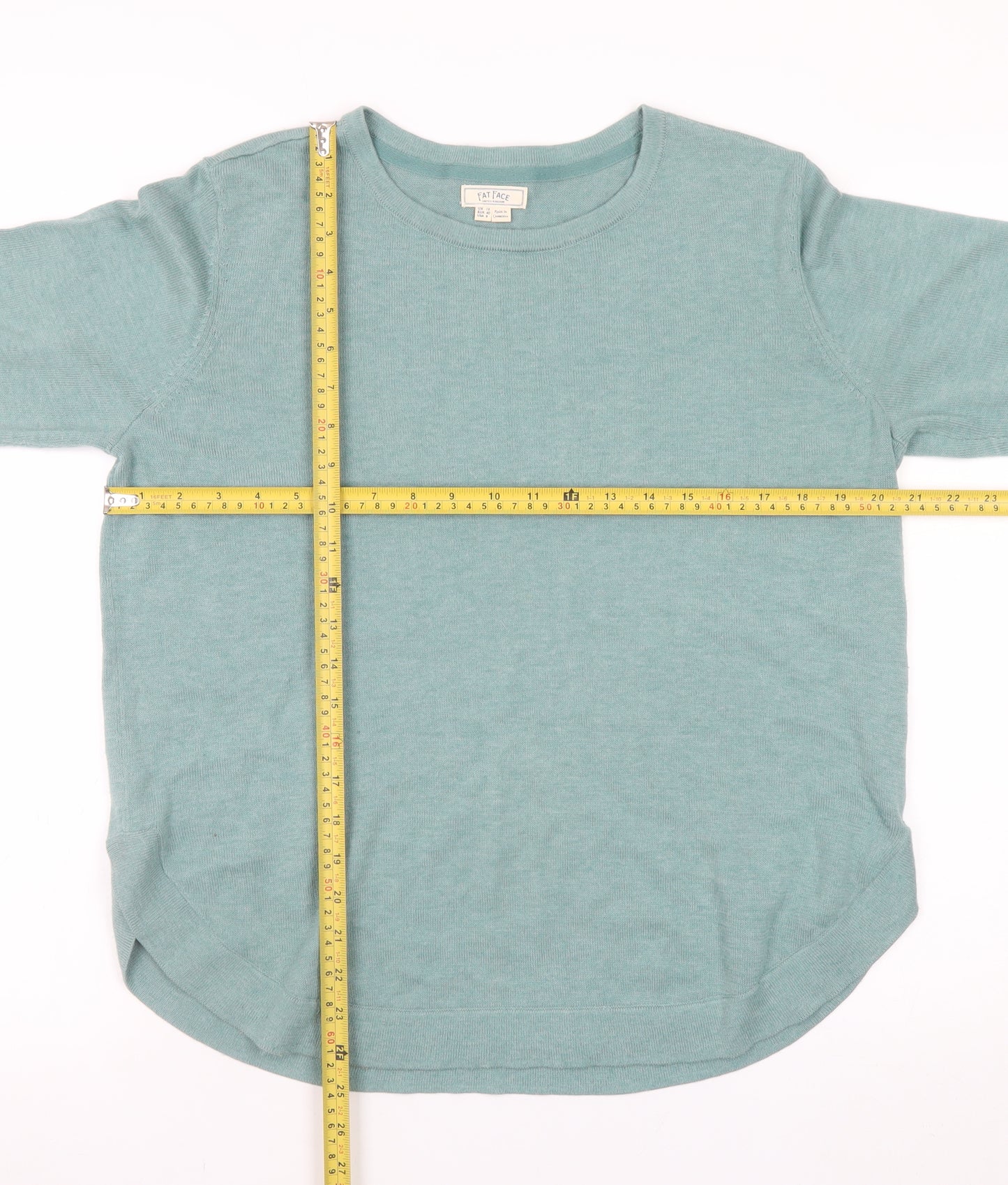 Fat Face Women’s Green Cotton Cashmere Pullover Jumper UK 12