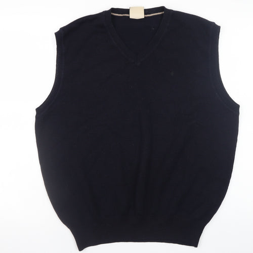 Gabicci Collezione Men's Black Wool V-Neck Sleeveless Vest XL