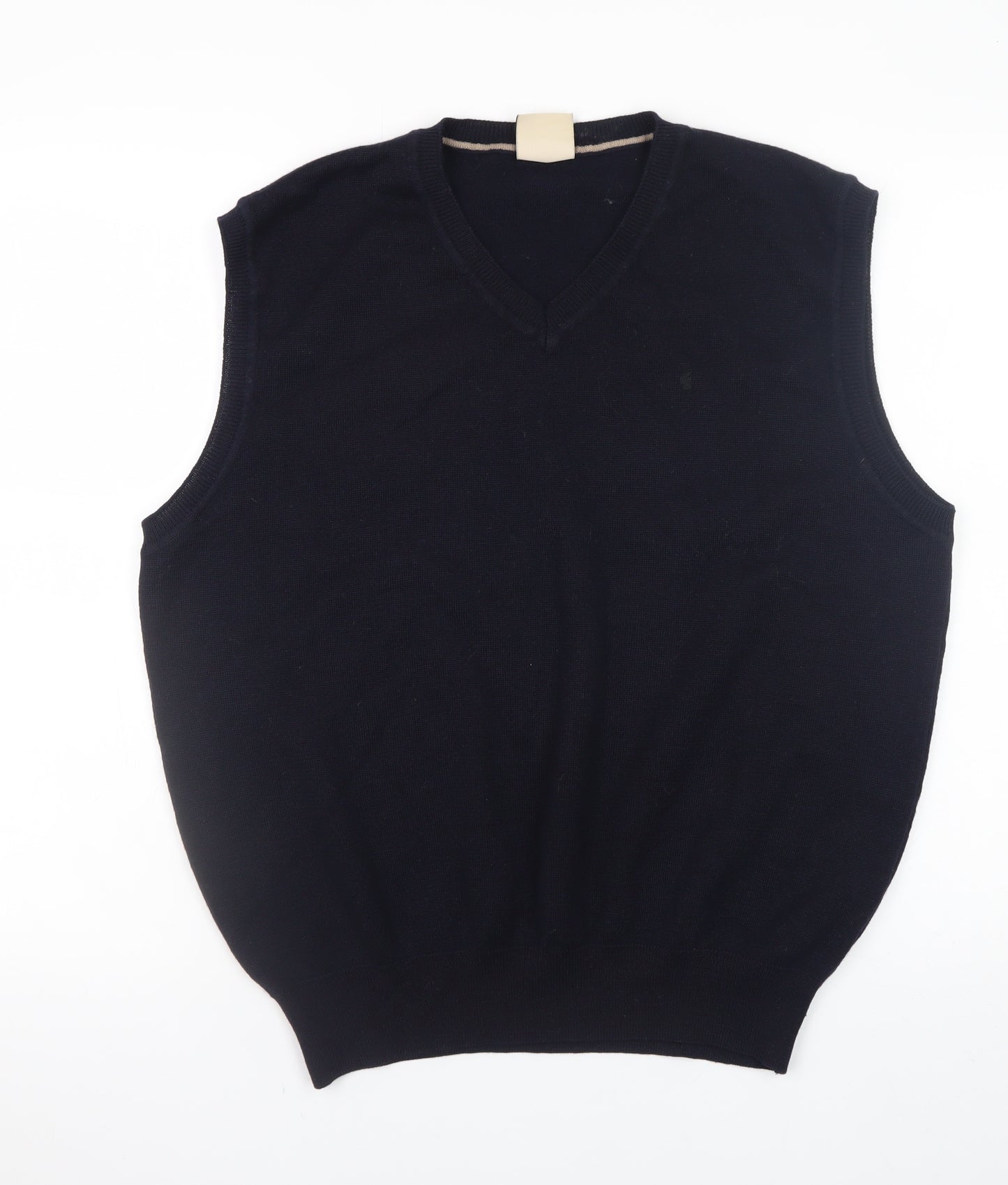 Gabicci Collezione Men's Black Wool V-Neck Sleeveless Vest XL