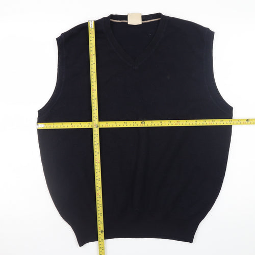 Gabicci Collezione Men's Black Wool V-Neck Sleeveless Vest XL