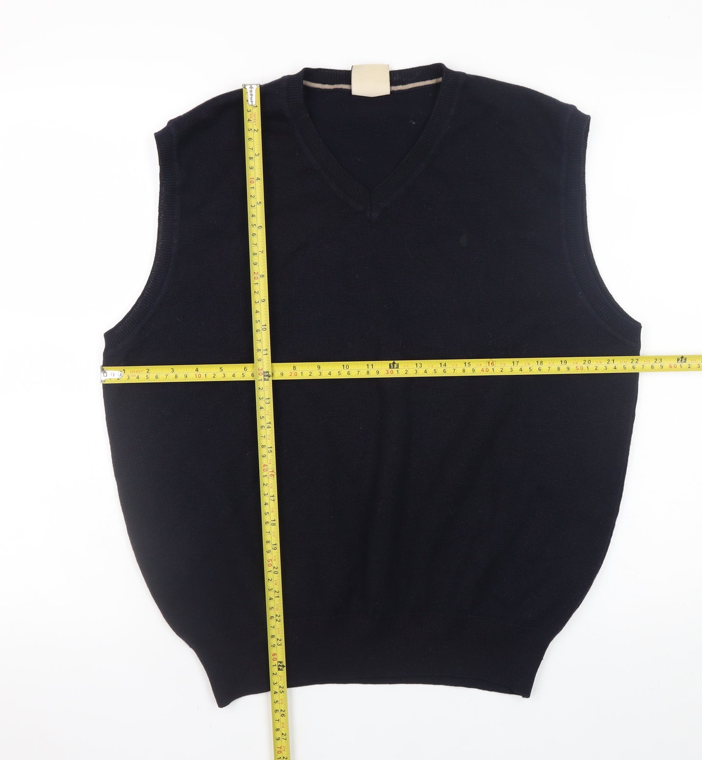 Gabicci Collezione Men's Black Wool V-Neck Sleeveless Vest XL