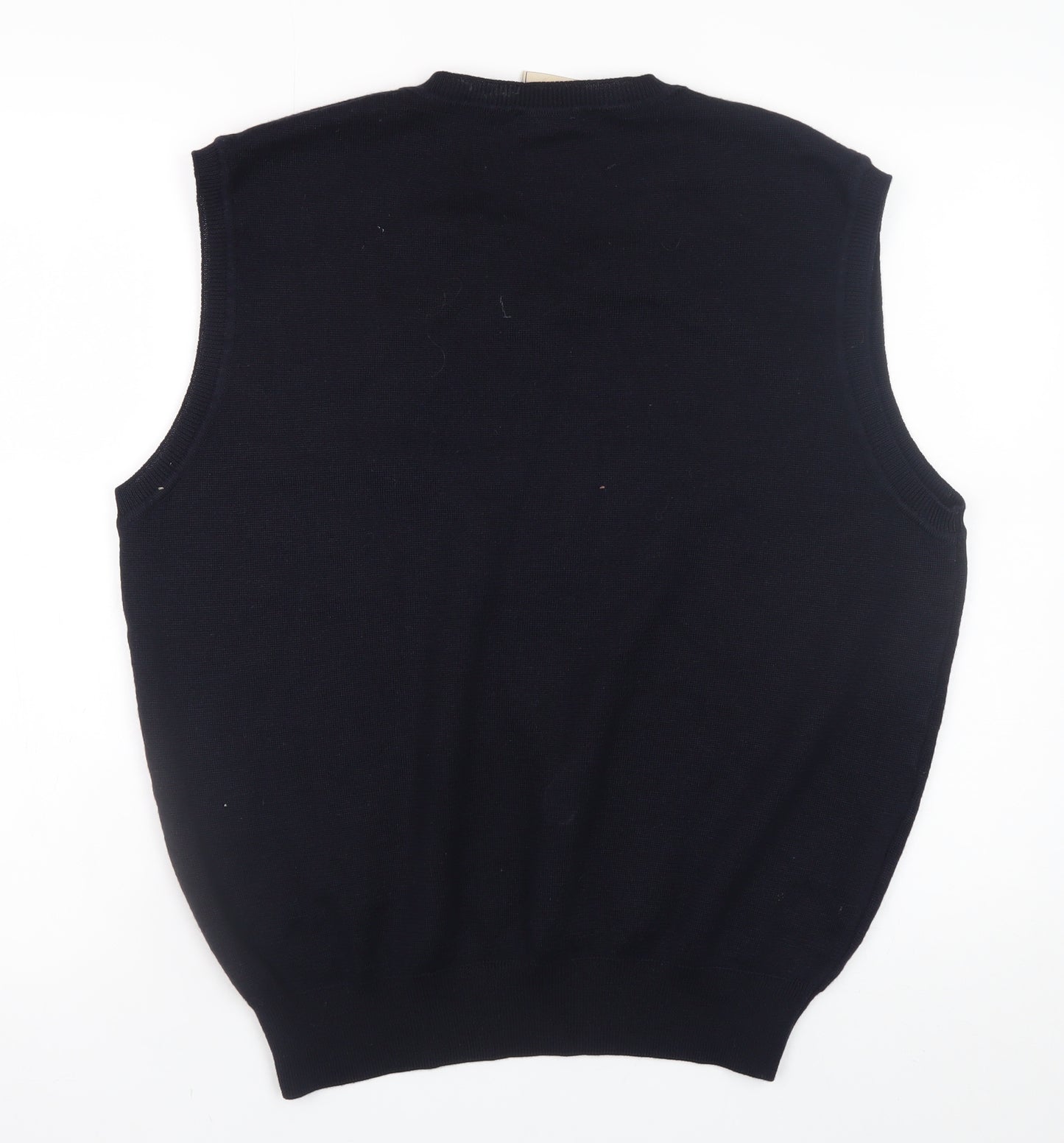 Gabicci Collezione Men's Black Wool V-Neck Sleeveless Vest XL