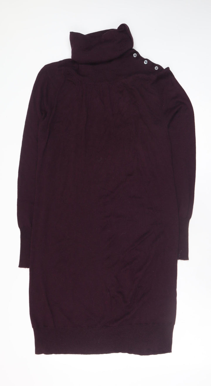 GAP Women’s Purple Wool Blend Roll Neck Long Sleeve Jumper Dress Size S