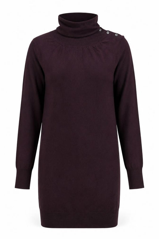 Front view of Gap Women’s Purple Wool Blend Roll Neck Long Sleeve Jumper Dress, size S