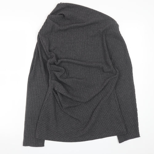 Zara Women Grey Knit Asymmetric Bodycon Dress Size L