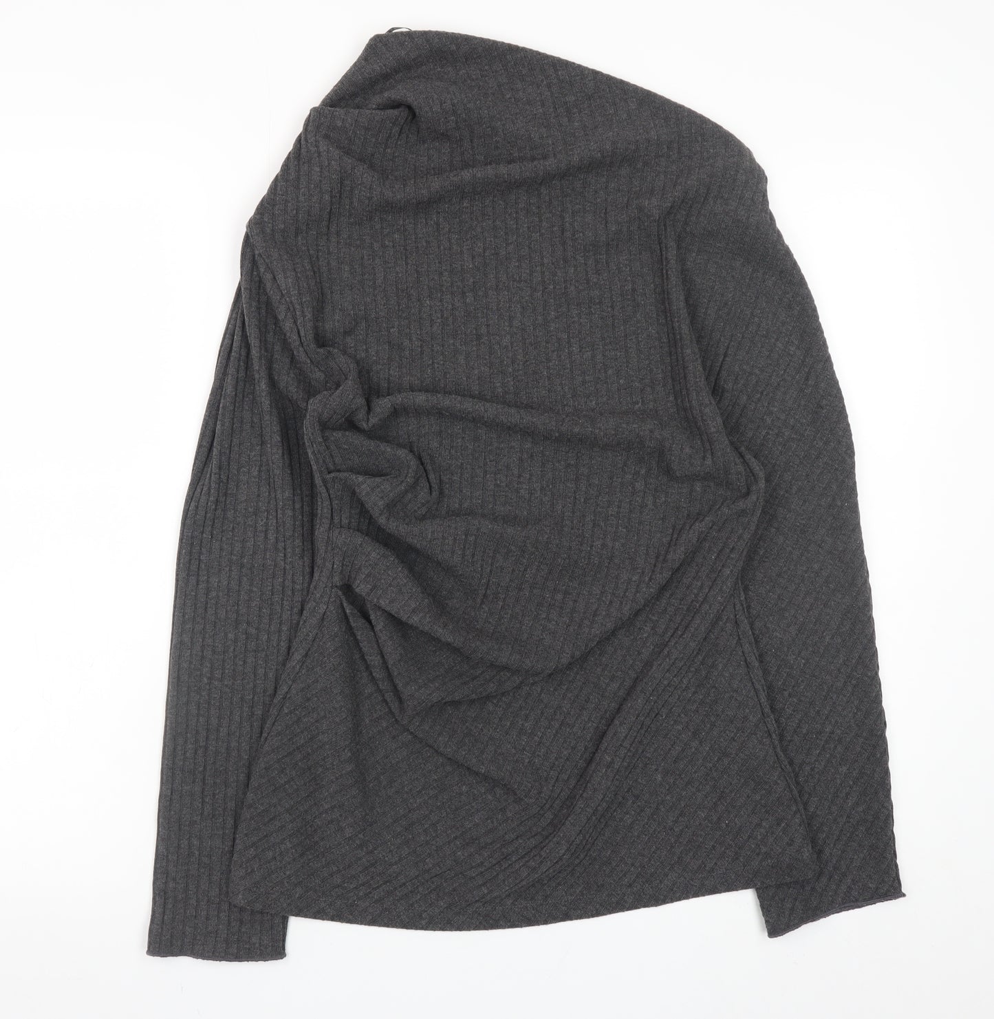 Zara Women Grey Knit Asymmetric Bodycon Dress Size L