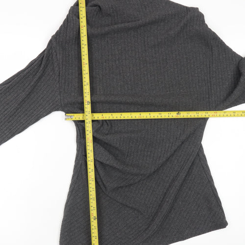 Zara Women Grey Knit Asymmetric Bodycon Dress Size L