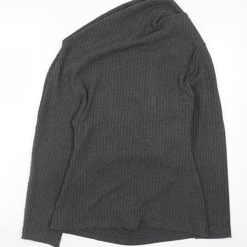 Zara Women Grey Knit Asymmetric Bodycon Dress Size L