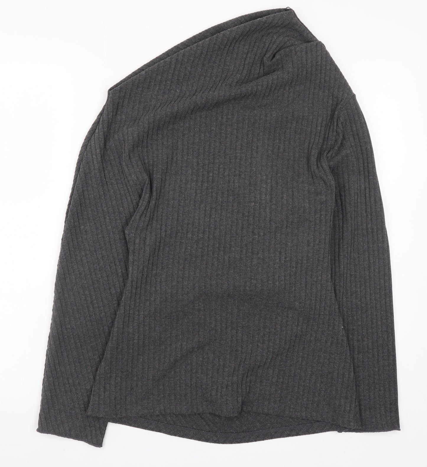 Zara Women Grey Knit Asymmetric Bodycon Dress Size L