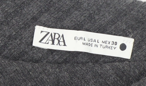 Zara Women Grey Knit Asymmetric Bodycon Dress Size L