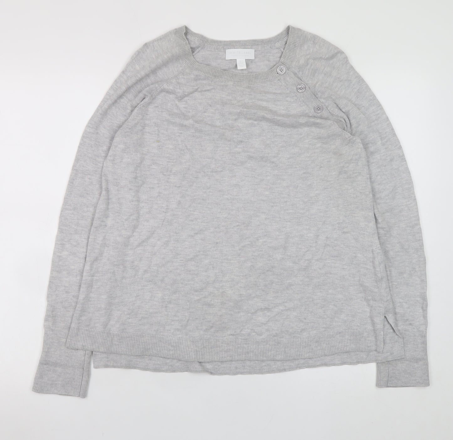 The White Company Womens Grey Medium Crew Neck Button Knit Jumper