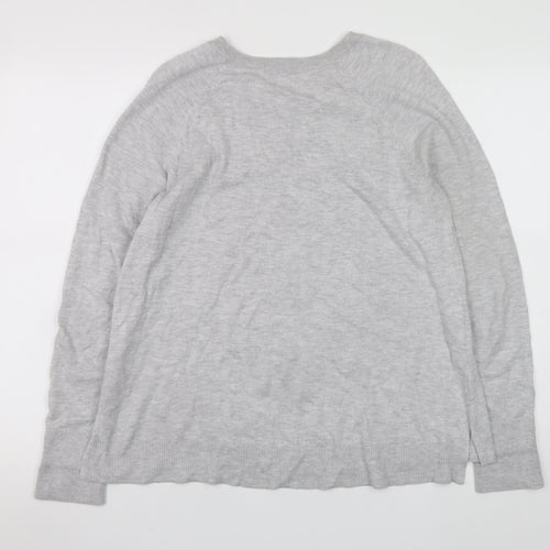 The White Company Womens Grey Medium Crew Neck Button Knit Jumper
