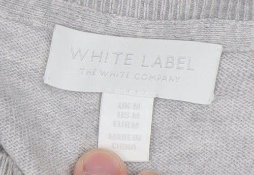 The White Company Womens Grey Medium Crew Neck Button Knit Jumper