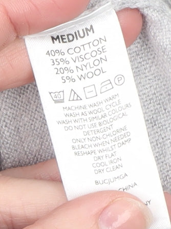 The White Company Womens Grey Medium Crew Neck Button Knit Jumper