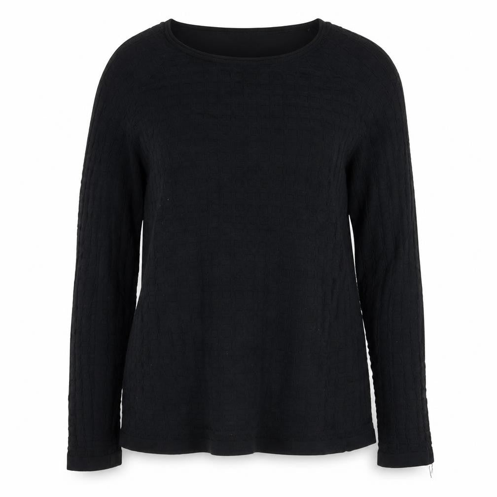 Front view of Cortefiel women’s black knit jumper, size UK 14
