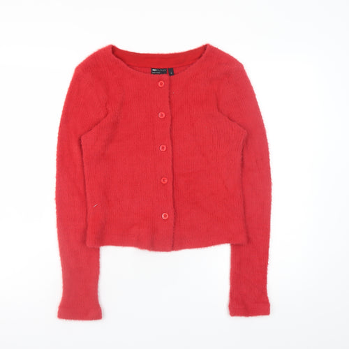 ASOS DESIGN Women Red Knit Button Cardigan M Regular Fit