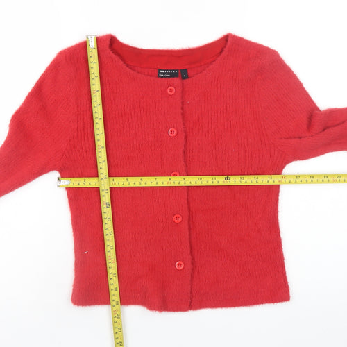 ASOS DESIGN Women Red Knit Button Cardigan M Regular Fit