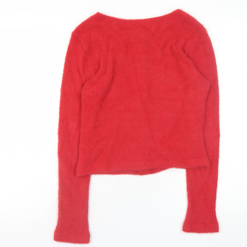 ASOS DESIGN Women Red Knit Button Cardigan M Regular Fit