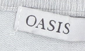 Oasis Women Grey Puff Sleeve Knit Cardigan M