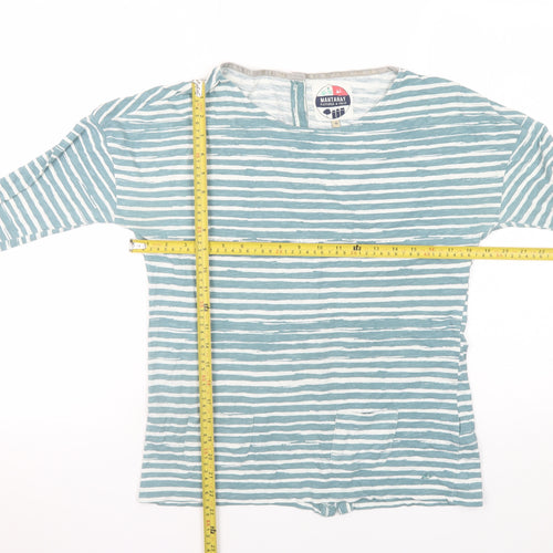 Mantaray Womens Blue Striped Cotton Jersey Long Sleeve Top Size 10