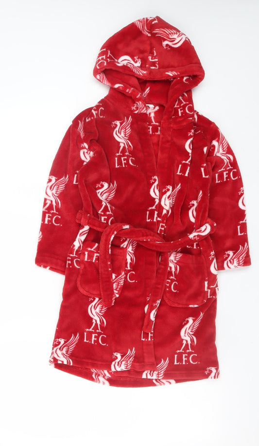 Marks and Spencer Boys Red Liverpool FC Fleece Hooded Robe 6-7 Years